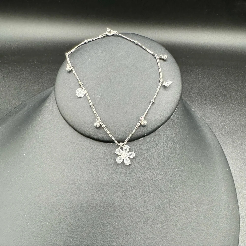 Stunning Minimalist CZ Floral Bracelet or Anklet - Picture 11 of 11